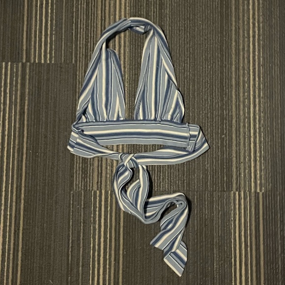 Blue Striped Halter Top - Picture 2 of 3